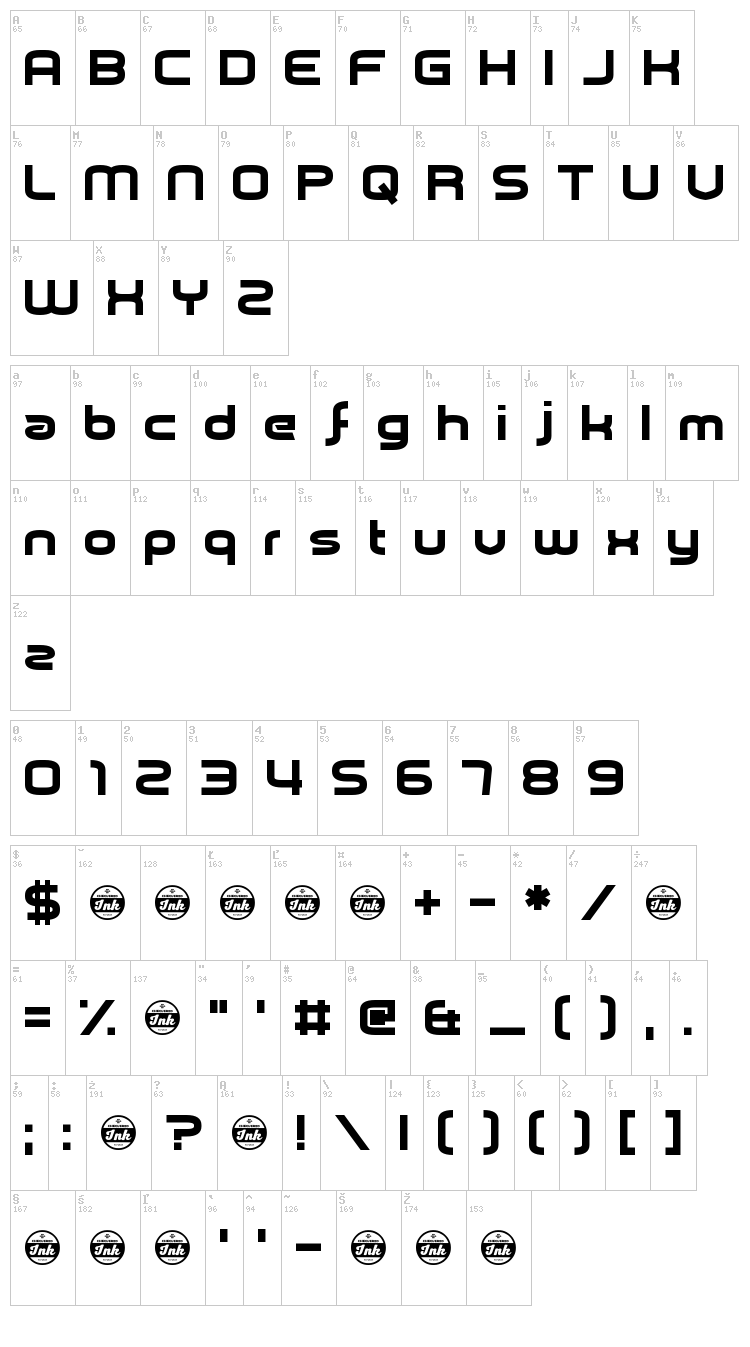 Pickle Pushing font map